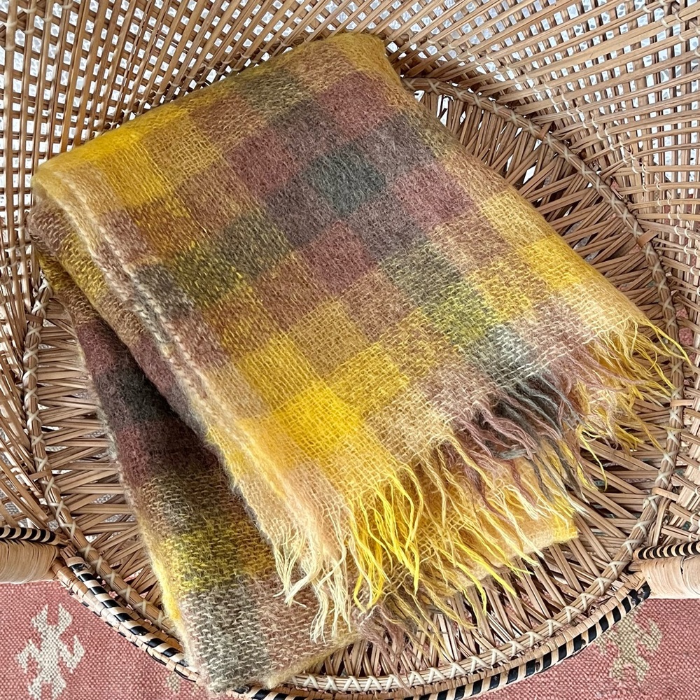 Vintage Robert Burns Mohair Plaid Blanket